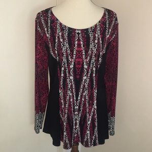 🌷Style & Co - Red and Black Printed Top